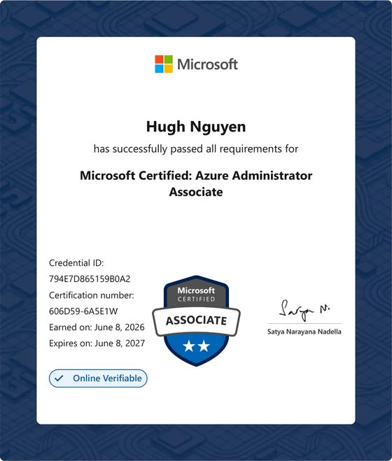Microsoft Azure Administrator Associate certificate